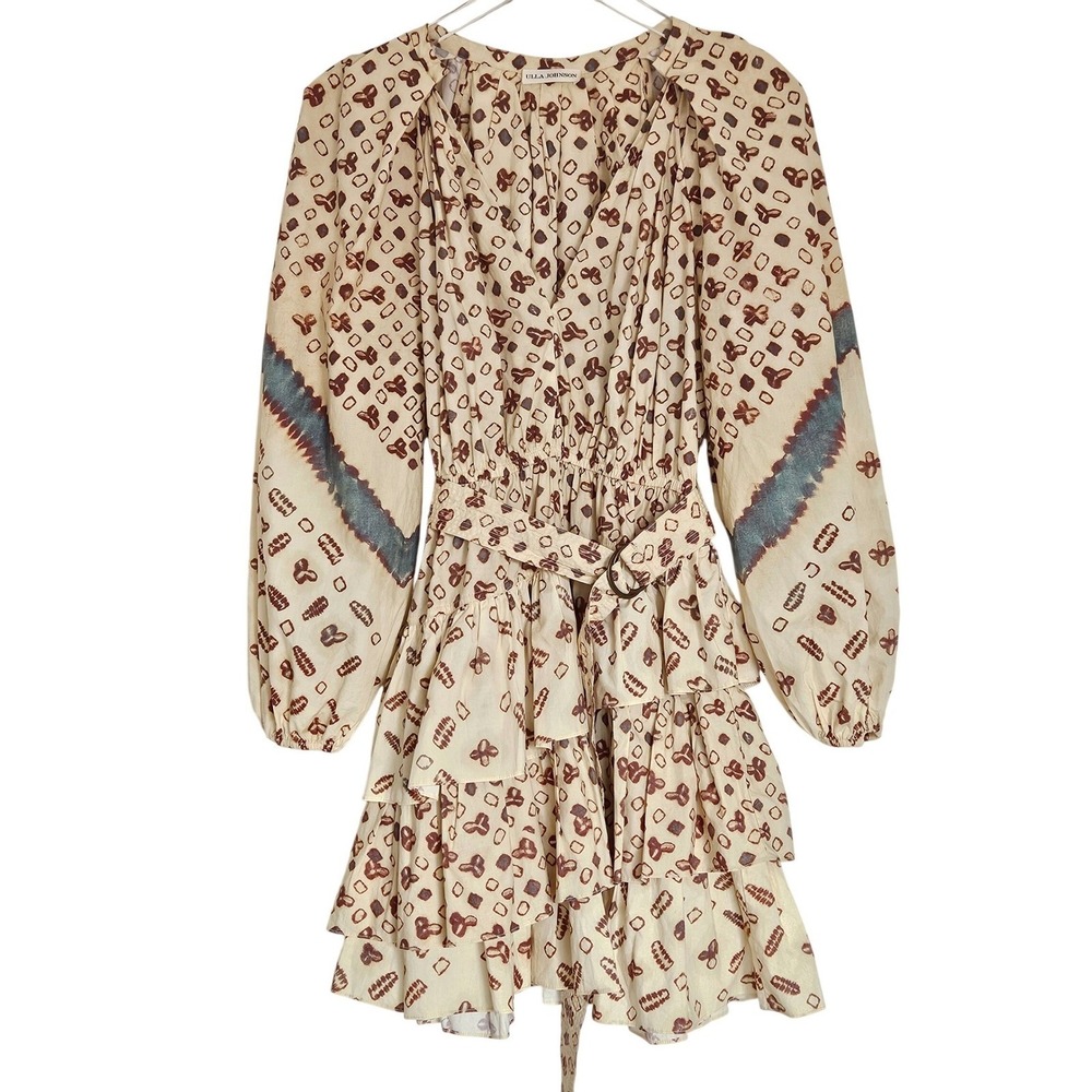 ULLA JOHNSON Miranda Mini Belted Tiered Dress Sz US 4 - Picture 3 of 14